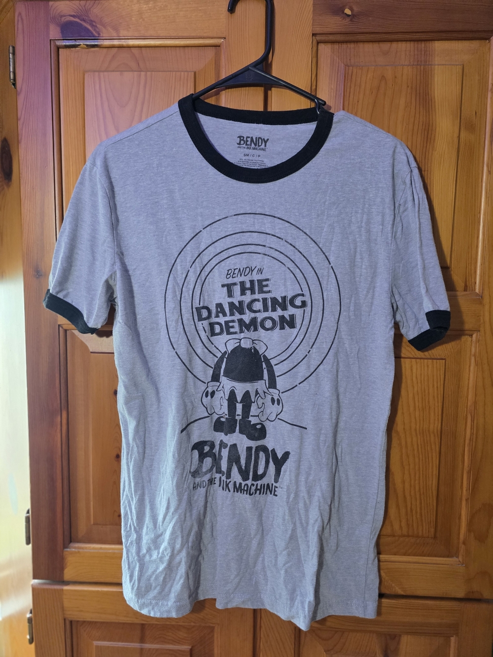 Bendy 'The Dancing Demon' Men's Ringer Tee - Gray/Black